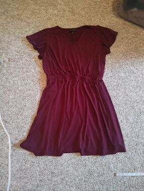 Lane Bryant Burgundy V-Neck Midi Dress